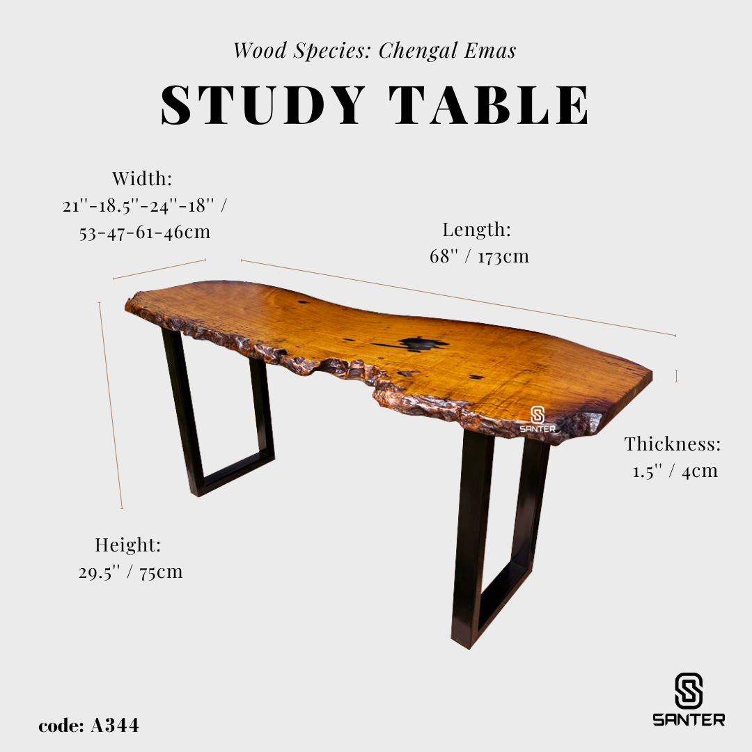 A344. Chengal Emas Solid Wood Study Table / Bar Table / Console Table