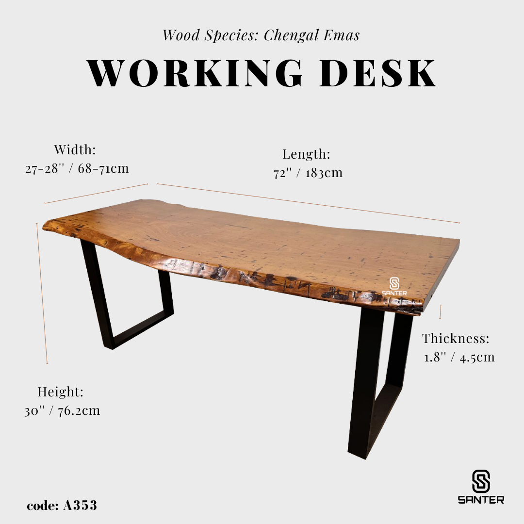 A353. Chengal Emas Solid Wood Dining Table / Office Table