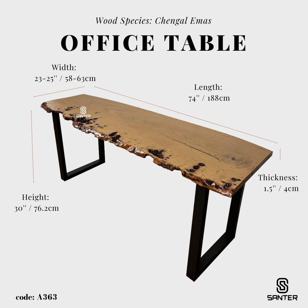 A363. Chengal Emas Solid Wood Study Table/ Office Table