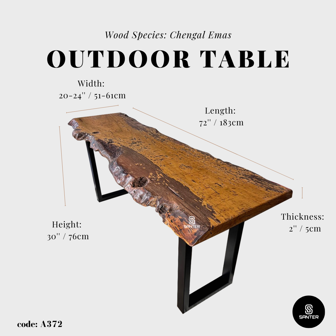 A372. Chengal Emas Solid Wood Tea Table / Outdoor Table