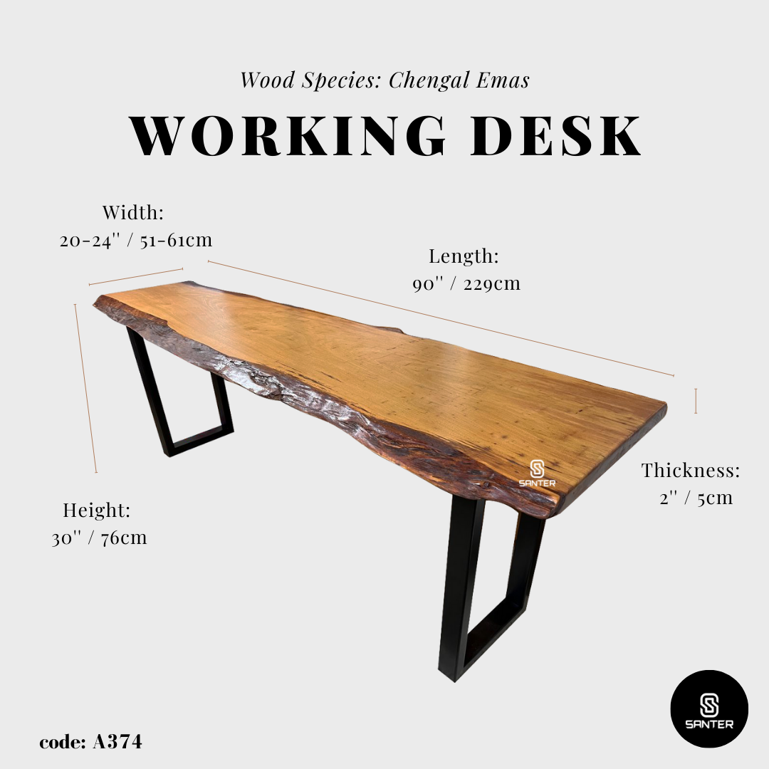 A374. Chengal Emas Solid Wood Study Table/ Working Desk/ Bar Dining Table / Console Table