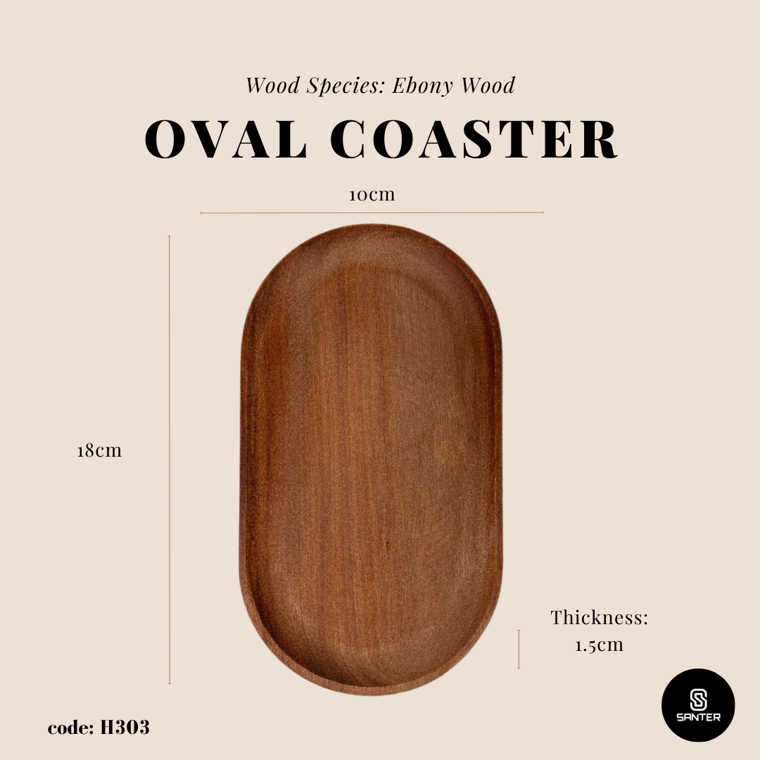 H303. Oval Wooden Coaster/ Cup Coaster/ Vanity Tray