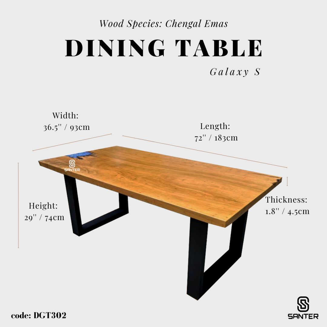 DGT302. Chengal Emas Solid Wood Dining Table / Office Table (6 to 8 seater)