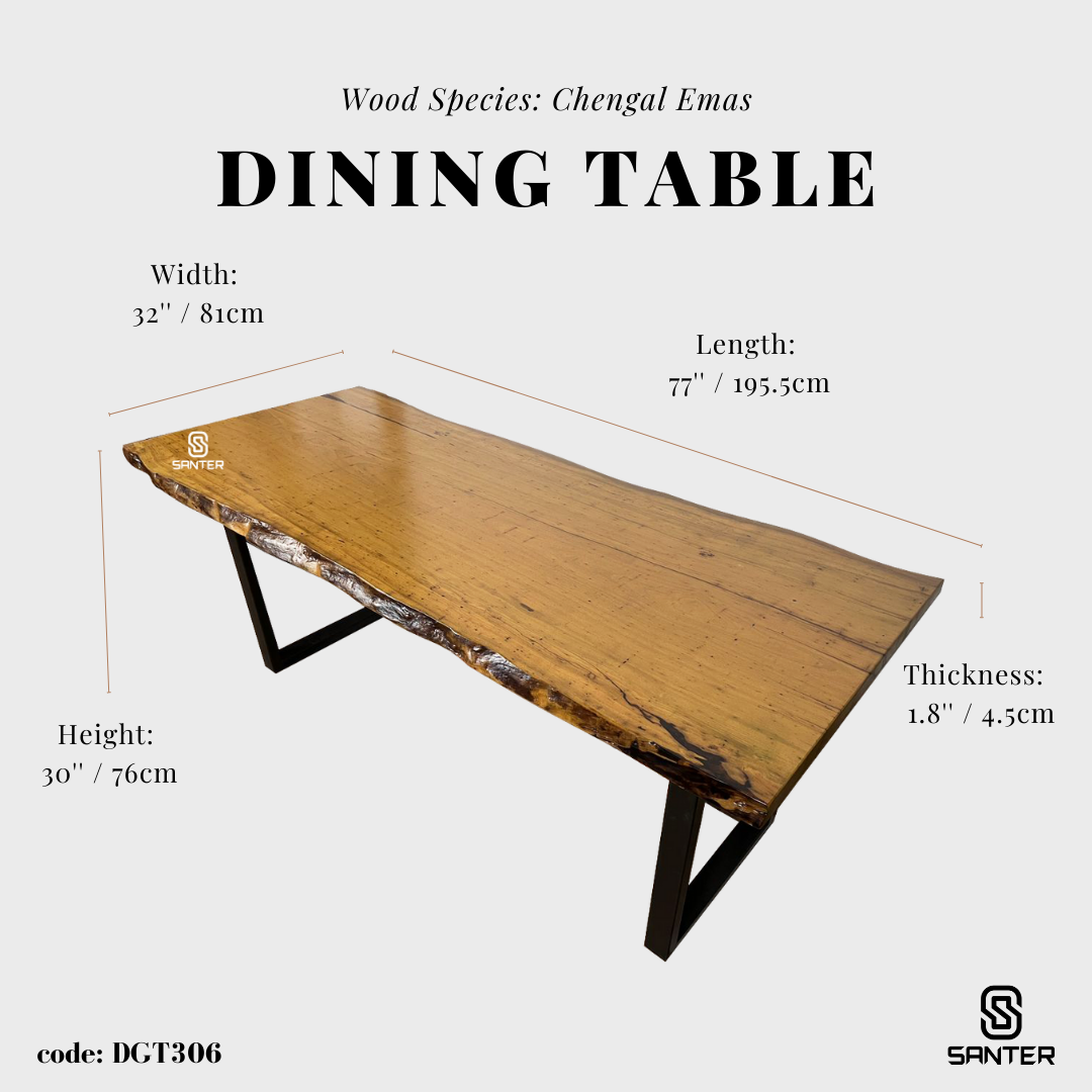 DGT306. Chengal Emas Solid Wood Dining Table / Office Table (6 to 8 seater)