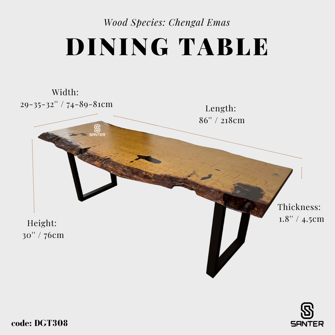 DGT308. Chengal Emas Solid Wood Dining Table / Office Table (4 to 6 seater)