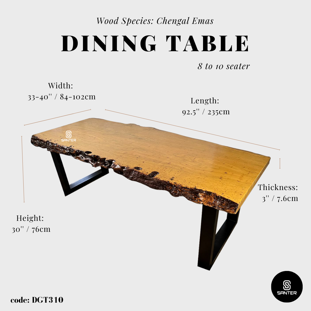 DGT310. Chengal Emas Solid Wood Dining Table / Conference Table (8 to 10 seater)