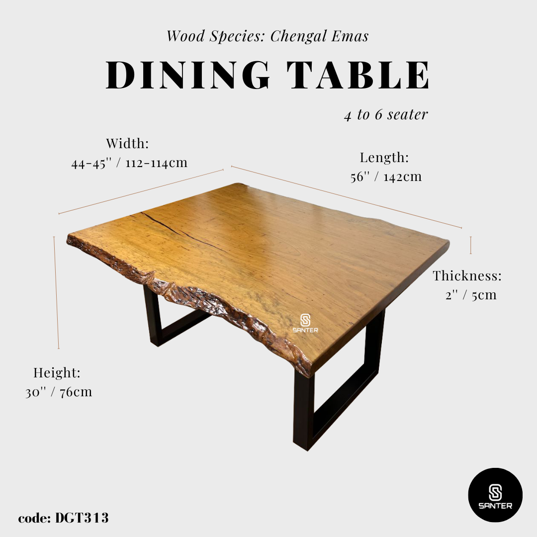 DGT313. Chengal Emas Solid Wood Dining Table/ Tea Table (6 seater)