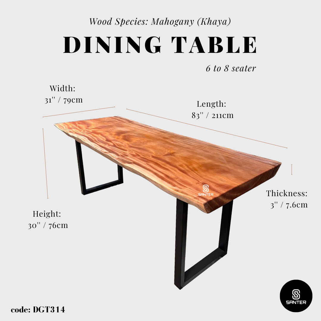 DGT314. Mahogany (Khaya) Solid Wood Dining Table/ Meeting Table (6 to 8 seater)