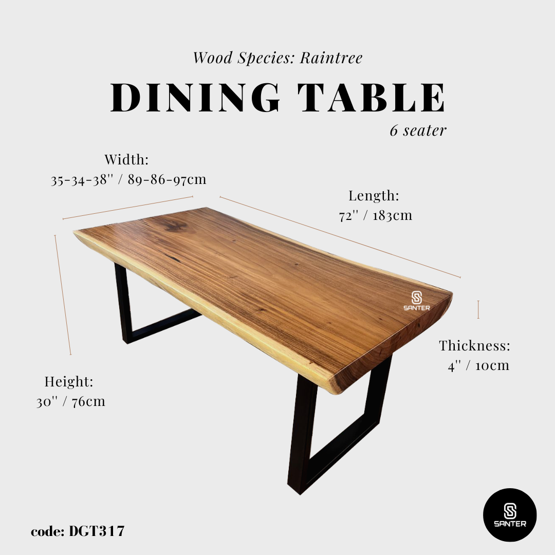 DGT317. Raintree Solid Wood Dining Table/ Meeting Table (6 seater)