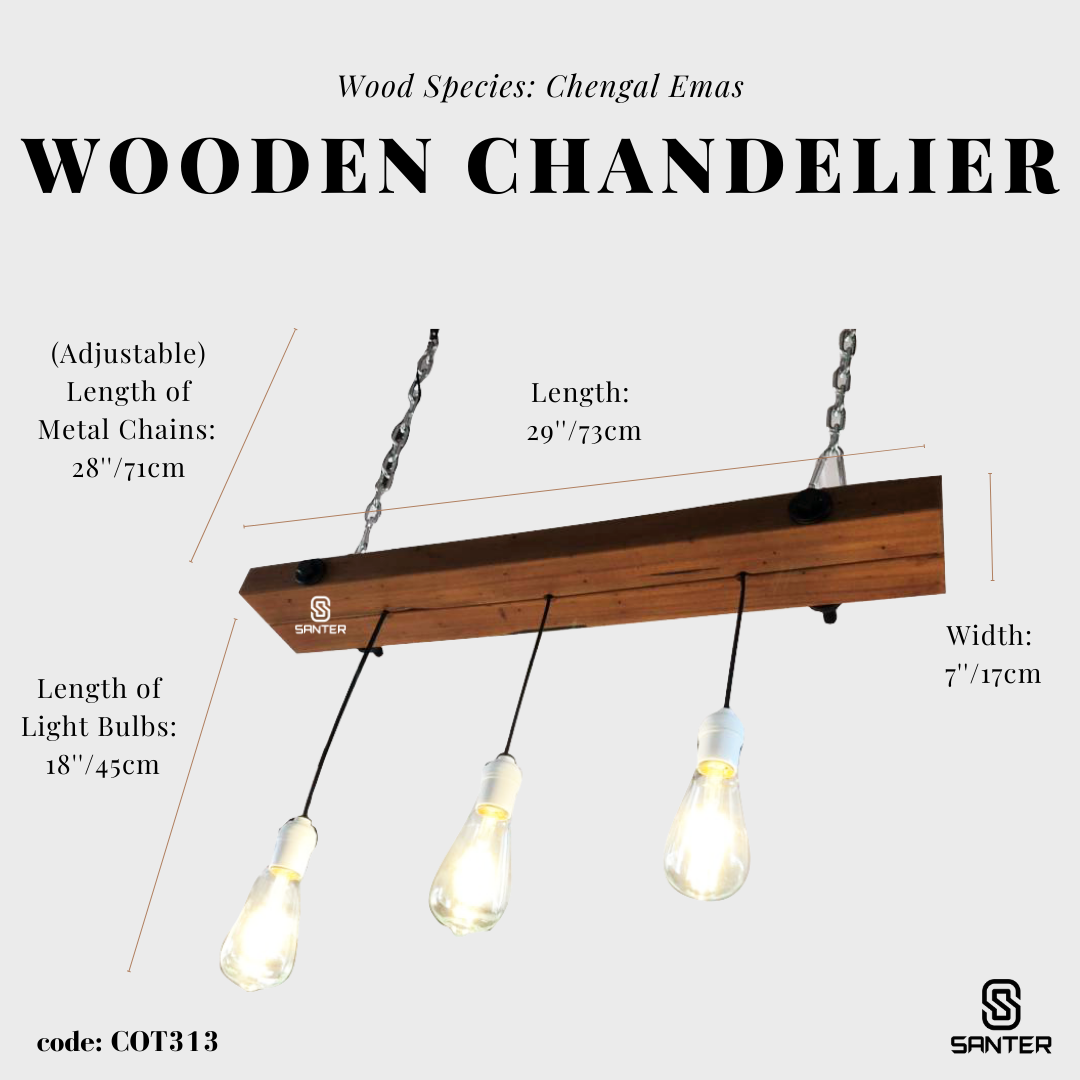 COT313. Wooden Pendant Light / Wooden Chandelier