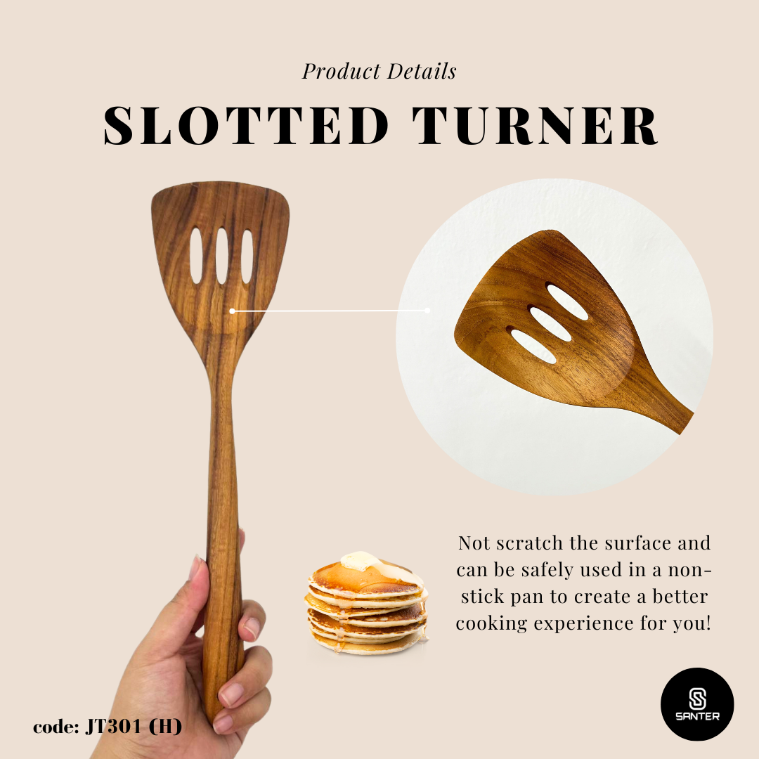 JT301. Teak Wood Wooden Kitchen Utensils / Rice Paddle / Frying Spatula / Wok Spatula / Soup Ladle / Angled Spatula / Slanted Spatula / Slotted Turner