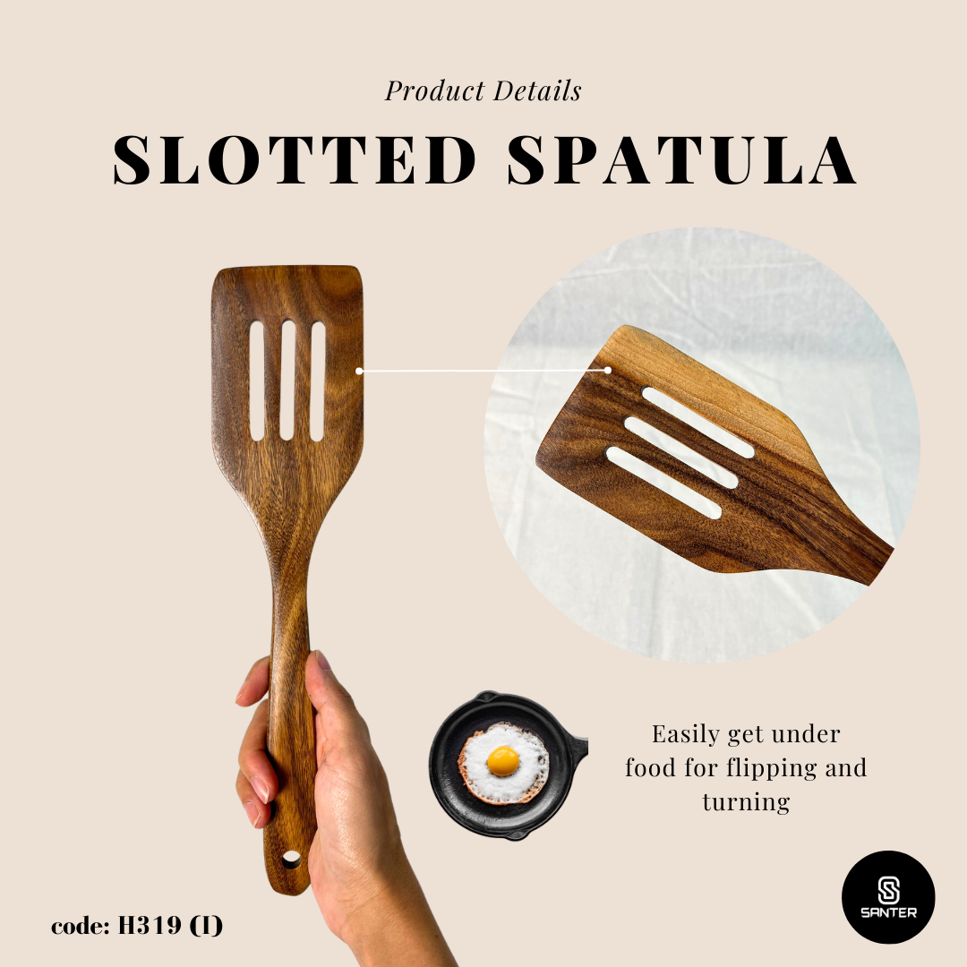 H319. Acacia Wood Wooden Kitchen Utensils / Rice Paddle / Frying Spatula / Wok Spatula / Soup Ladle / Salad Fork / Coffee Spoon / Stirring Spatula / Slotted Spatula