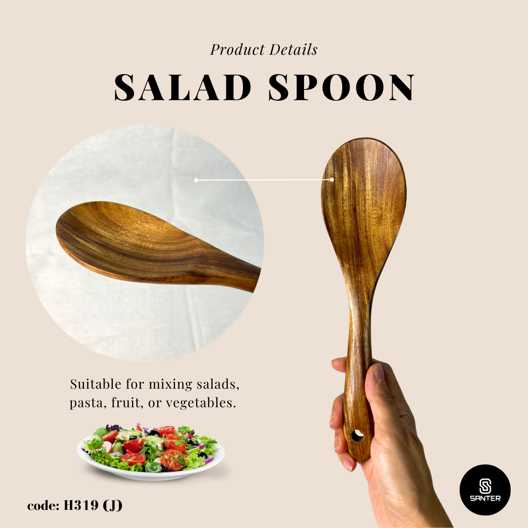 H319. Acacia Wood Wooden Kitchen Utensils / Rice Paddle / Frying Spatula / Wok Spatula / Soup Ladle / Salad Fork / Coffee Spoon / Stirring Spatula / Slotted Spatula
