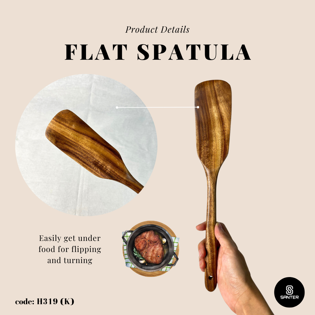H319. Acacia Wood Wooden Kitchen Utensils / Rice Paddle / Frying Spatula / Wok Spatula / Soup Ladle / Salad Fork / Coffee Spoon / Stirring Spatula / Slotted Spatula