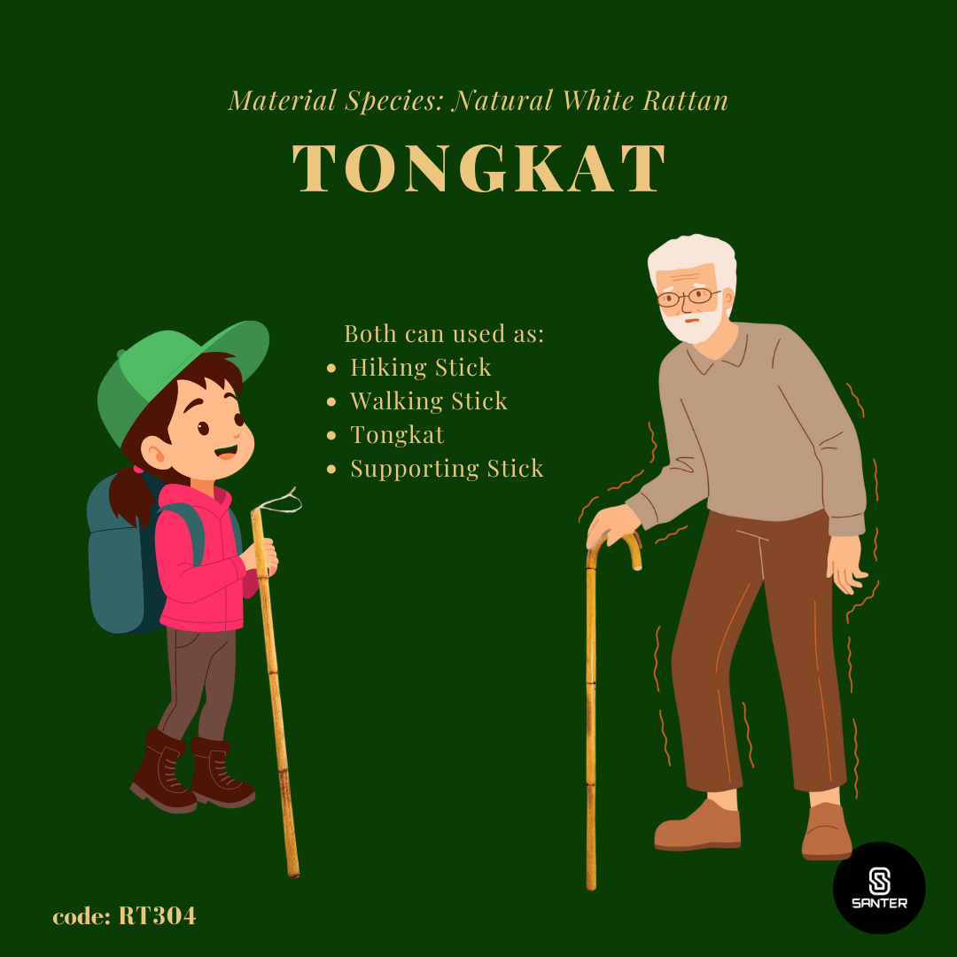 RT304. Natural Rattan Stick / Walking Stick / Tongkat / Hiking Stick