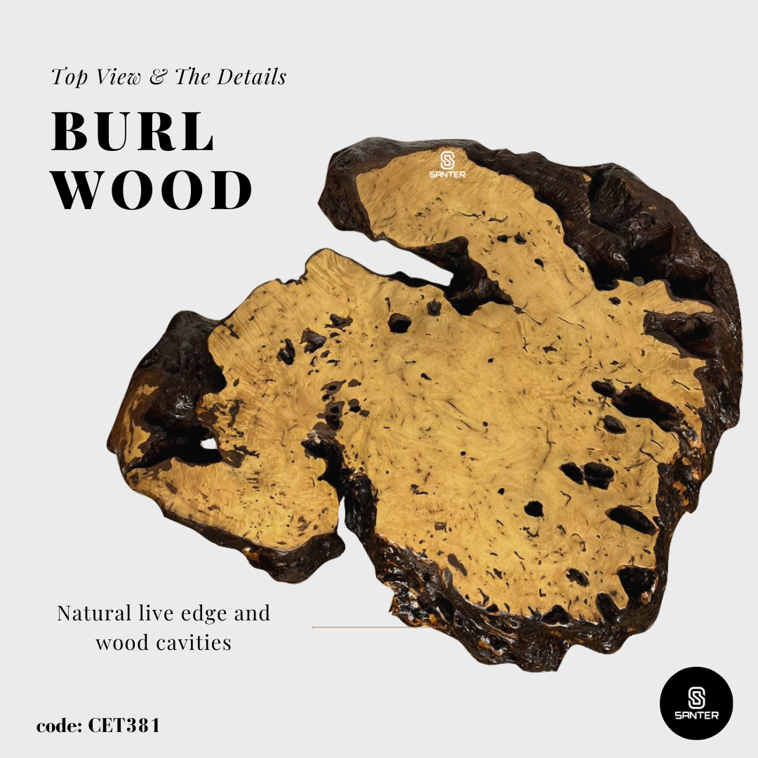 CET381. Chengal Emas Solid Wood Coffee Table/ Tea Table (Burl Wood)