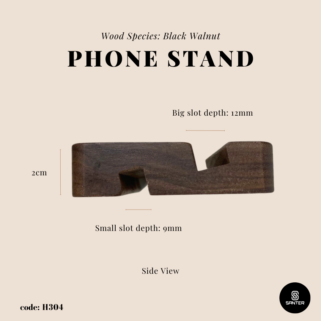 H304. Black Walnut Solid Wood Mobile Phone Stand