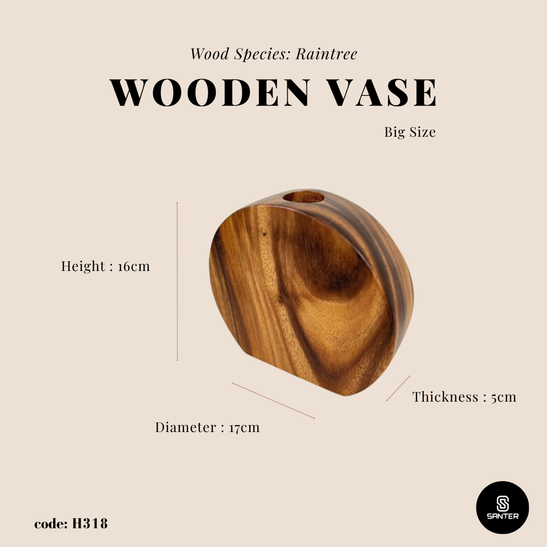 H318. Raintree Solid Wood Wooden Vases