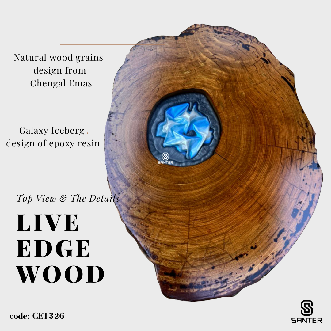 CET326. Chengal Emas Solid Wood Coffee Table / Sofa Table (Galaxy Iceberg)