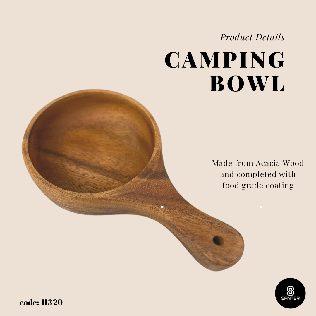 H320. Acacia Wood Kimchi Bowl/ Wooden Bowl/ Camping Bowl