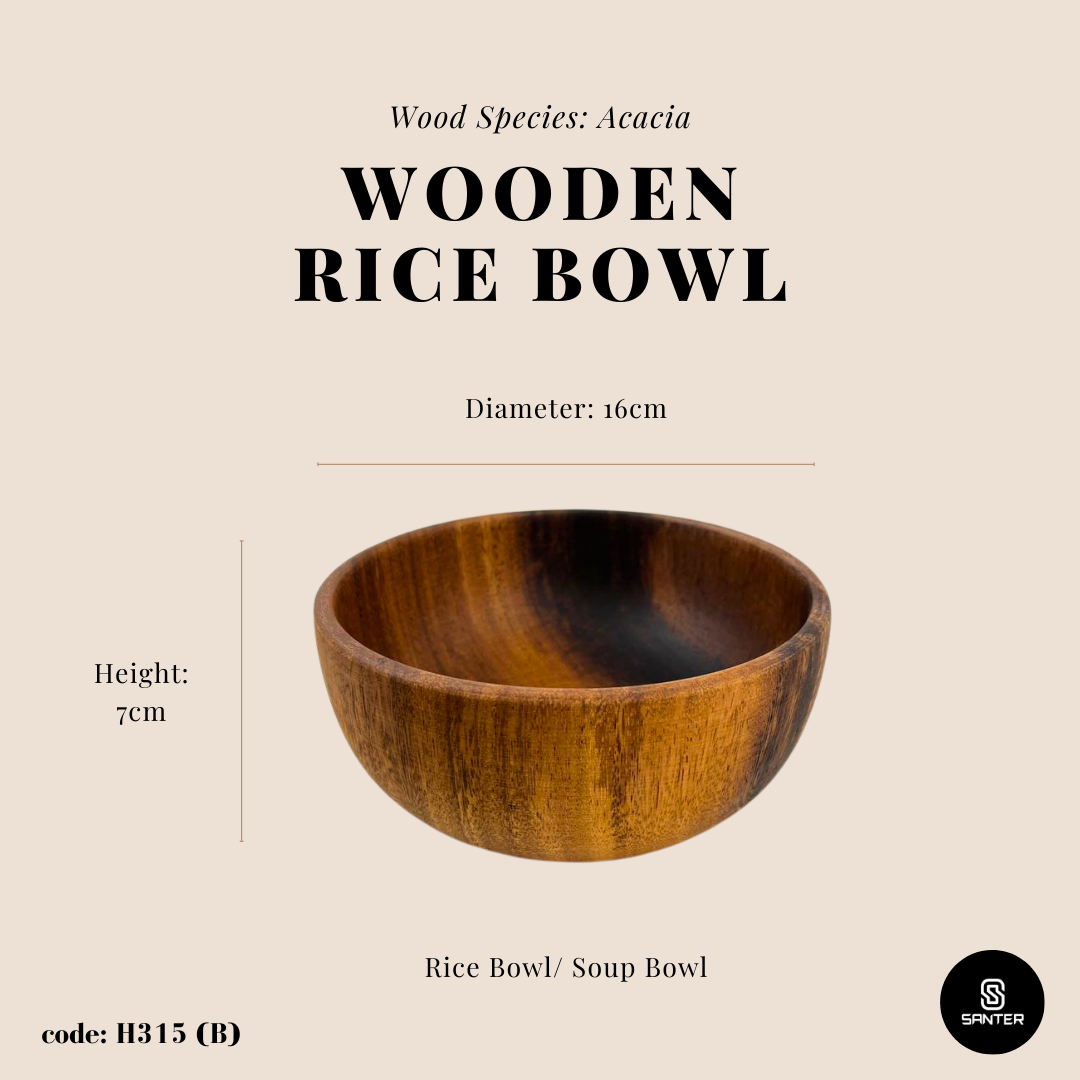 H315. Acacia Wood Round Wooden Bowl