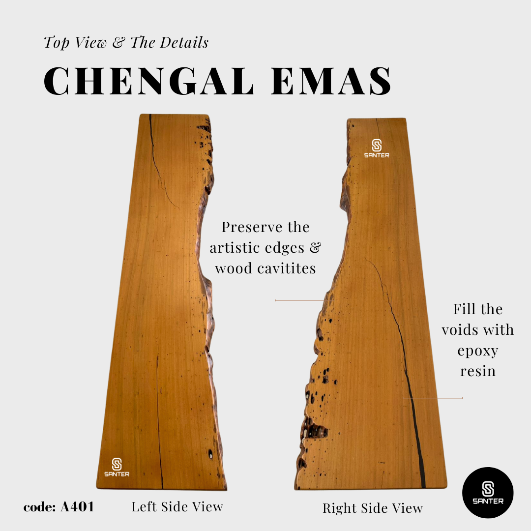 A401. Chengal Emas Solid Wood TV Console Table / Wooden Bench