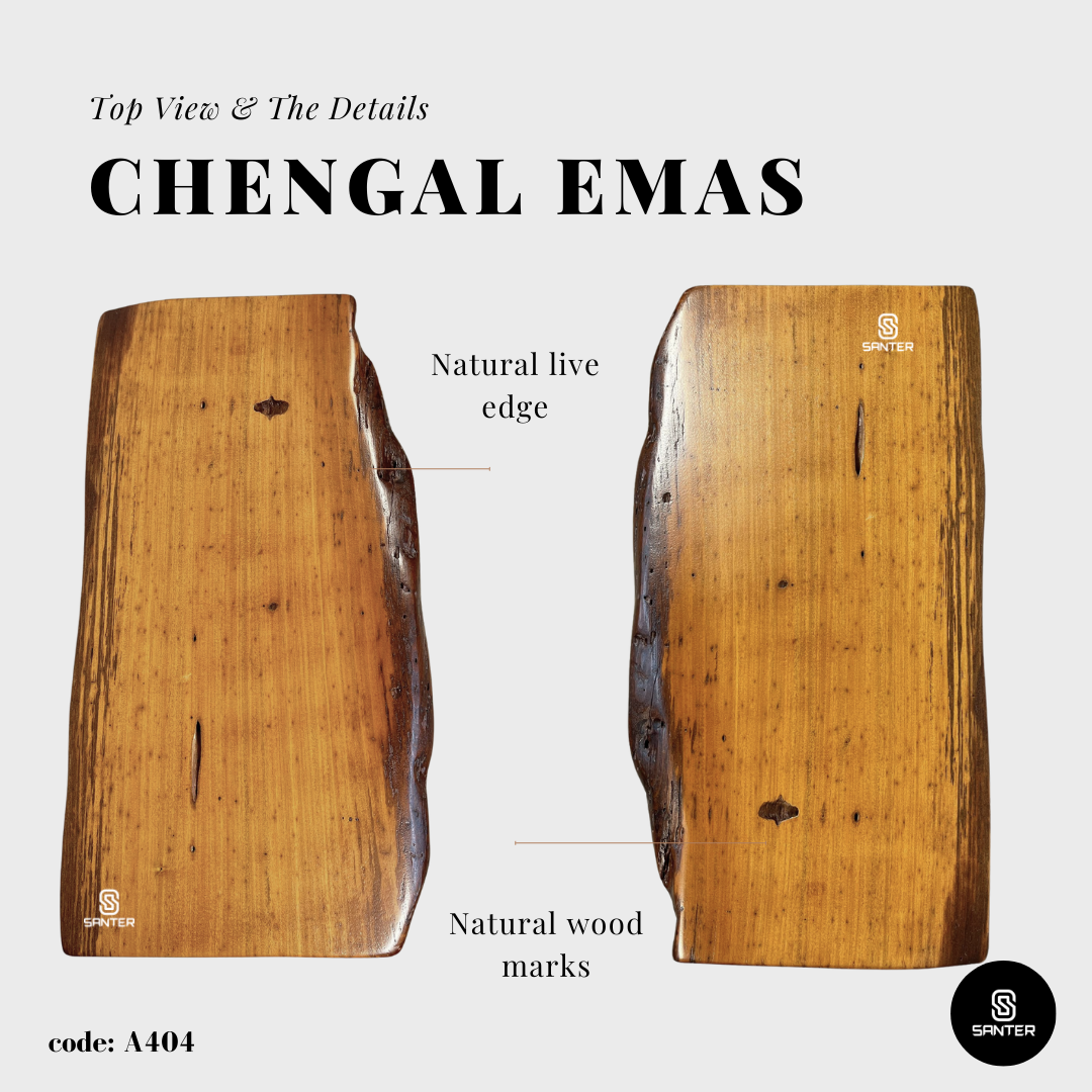 A404. Chengal Emas Solid Wood Rustic Bench / Shoe Bench