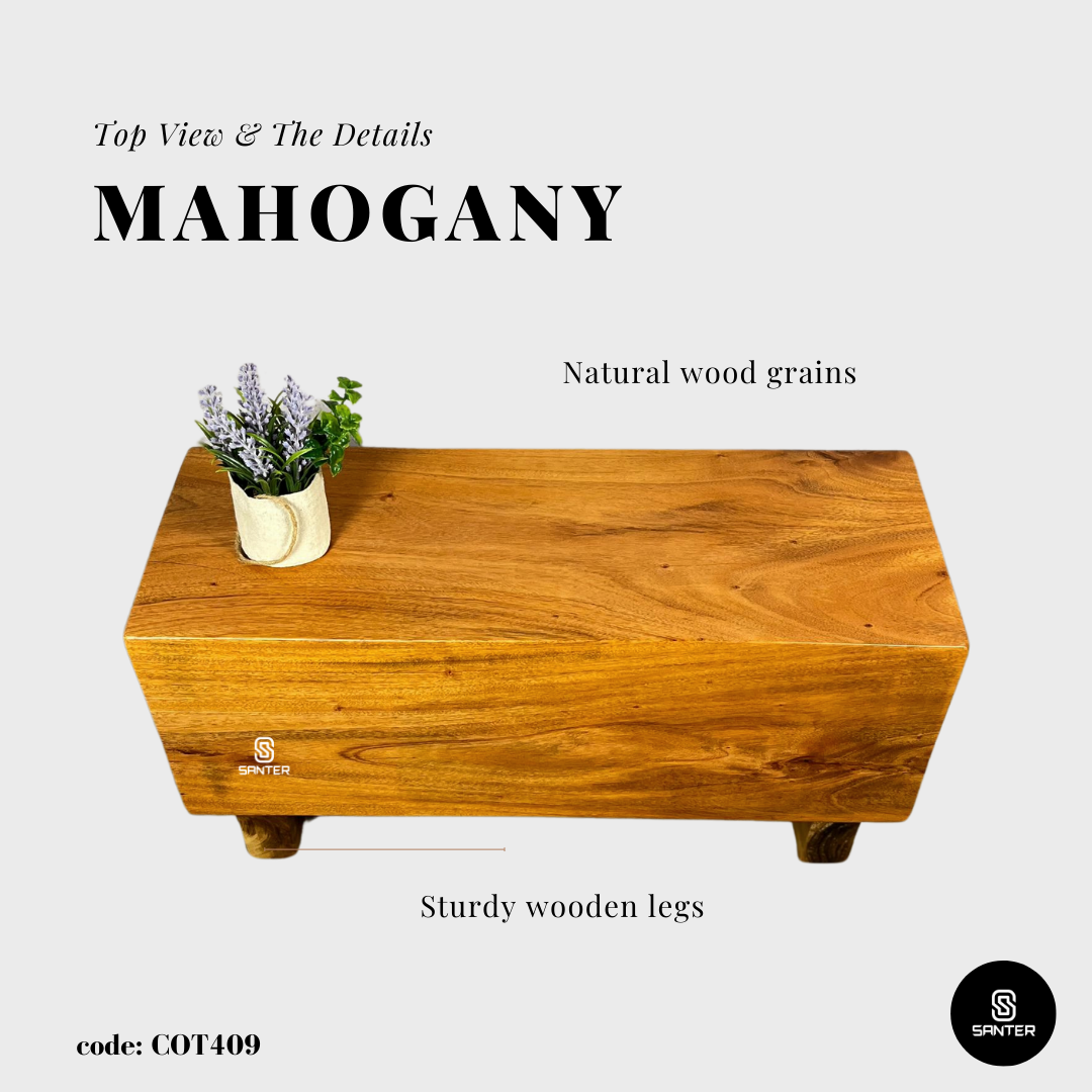 COT409. Mahogany Solid Wood Beam Bench / Artistic Stump / Rustic Bench / Wooden Block Bench