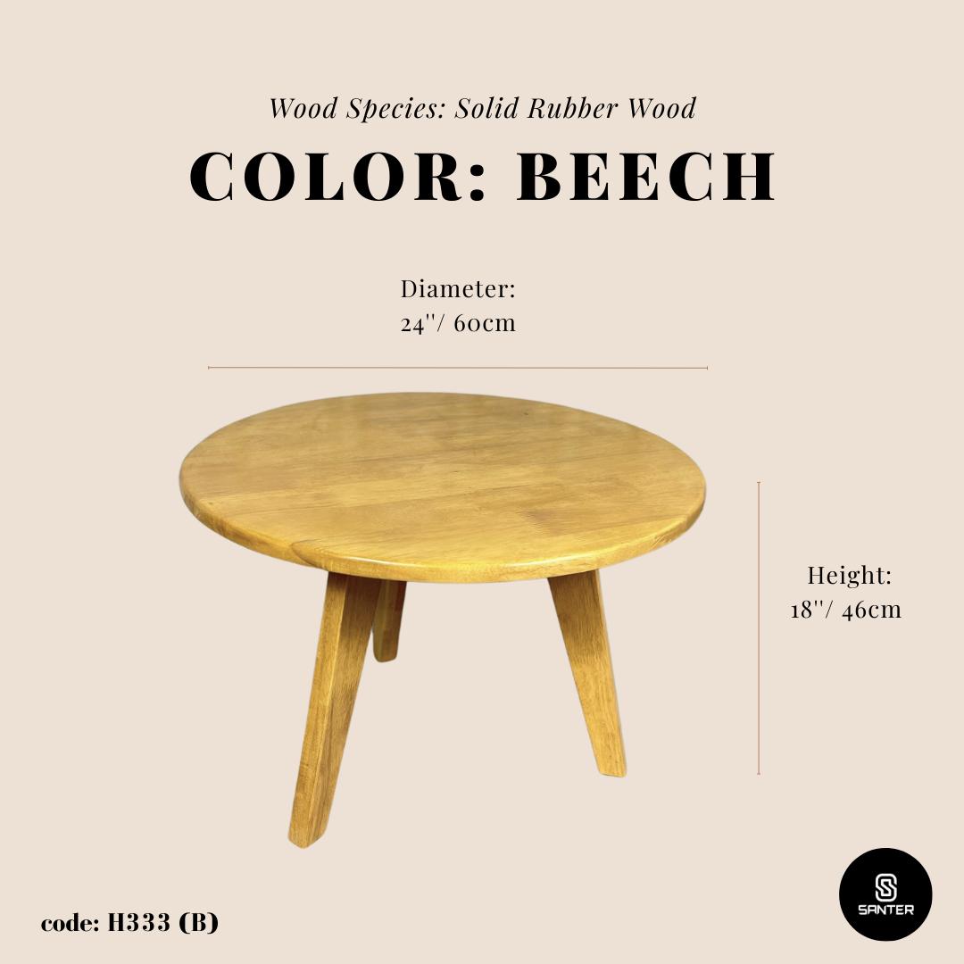 H333. Solid Rubber Wood Coffee Table