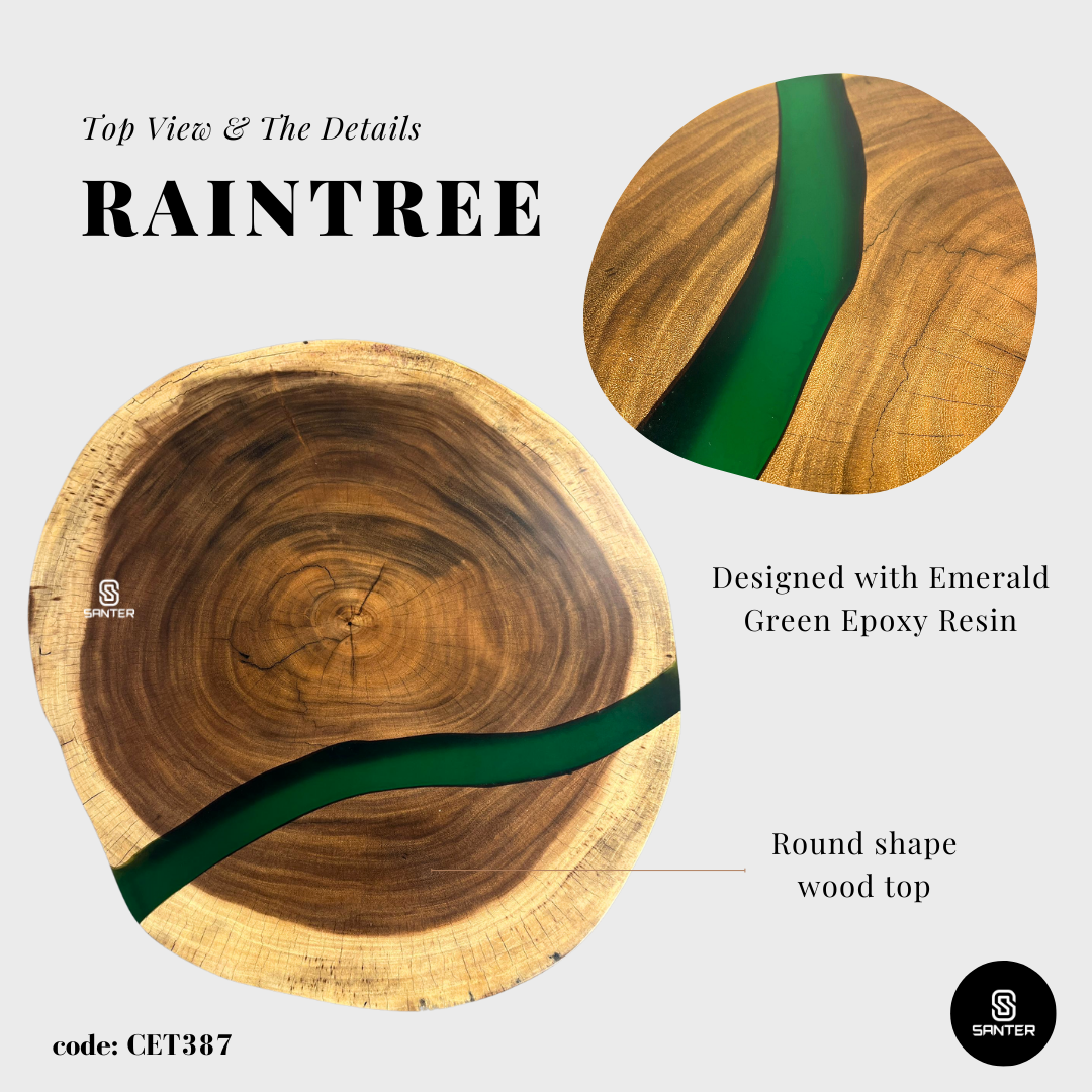 CET387. Raintree Solid Wood Tea Table / Coffee Table (Emerald Green)