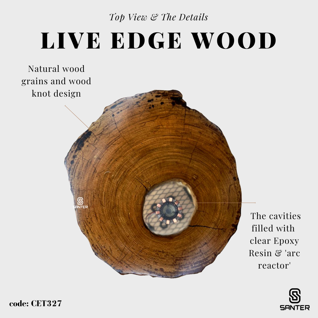 CET327. Chengal Emas Solid Wood Coffee Table / Sofa Table (Iron Man's Heart, Arc Reactor)