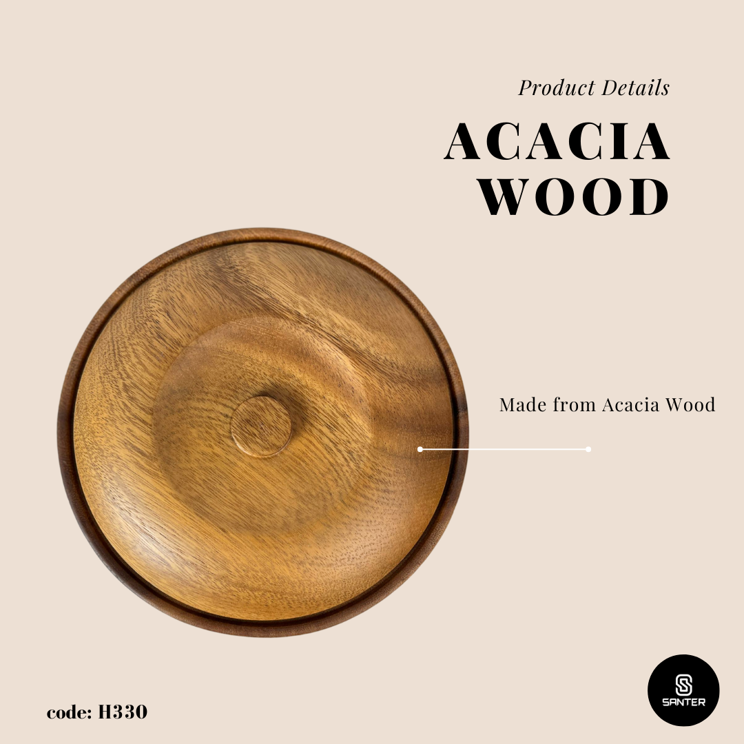 H330. Acacia Wood Bowl with Lid / Wooden Bowl / Wooden Food Container