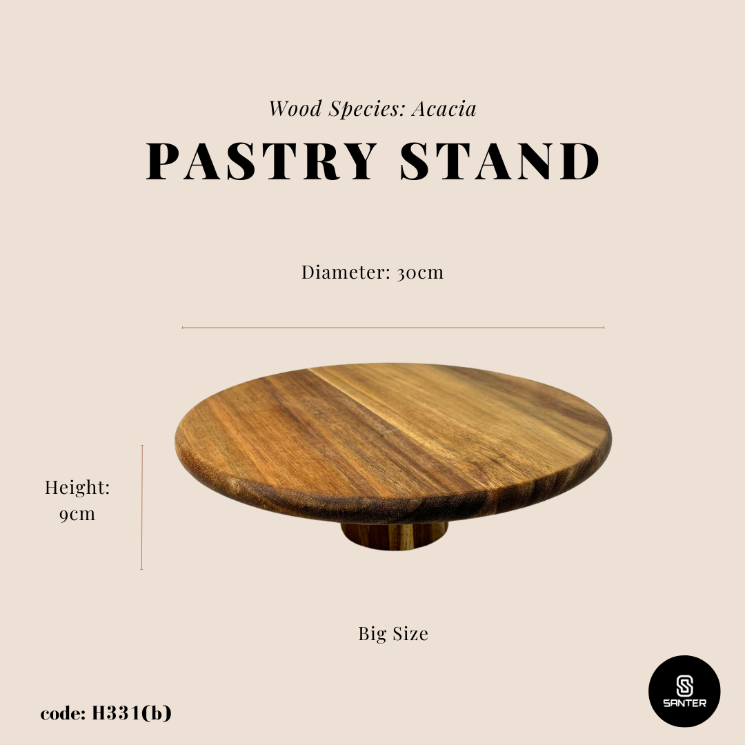 H331. Acacia Wood Cake Stand / Pastry Tray / Serving Tray / Dessert Stand