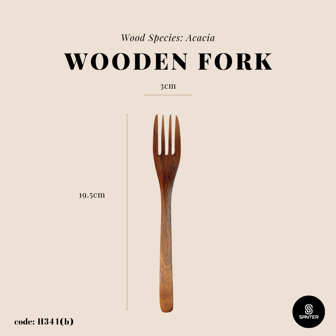 H341. Acacia Wood Cutlery Set / Wooden Spoon / Wooden Fork / Wooden Knife / Wooden Cutlery