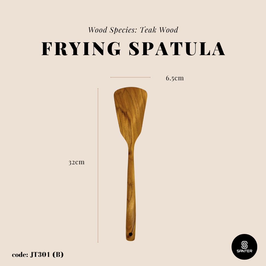JT301. Teak Wood Wooden Kitchen Utensils / Rice Paddle / Frying Spatula / Wok Spatula / Soup Ladle / Angled Spatula