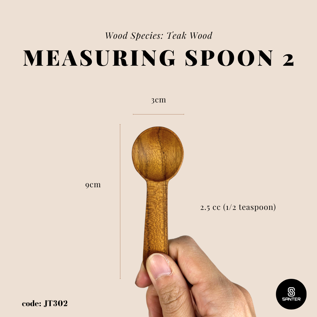 JT302. Teak Wood Wooden Measurings Spoon Set