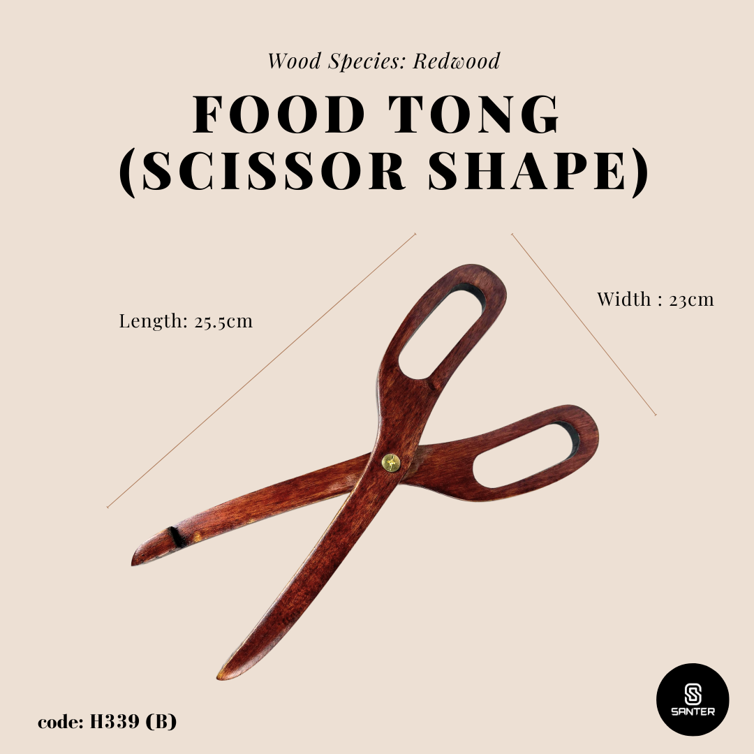 H339. Redwood Wooden Food Tongs / Kitchen Cooking Tool / Wooden Clip Tongs