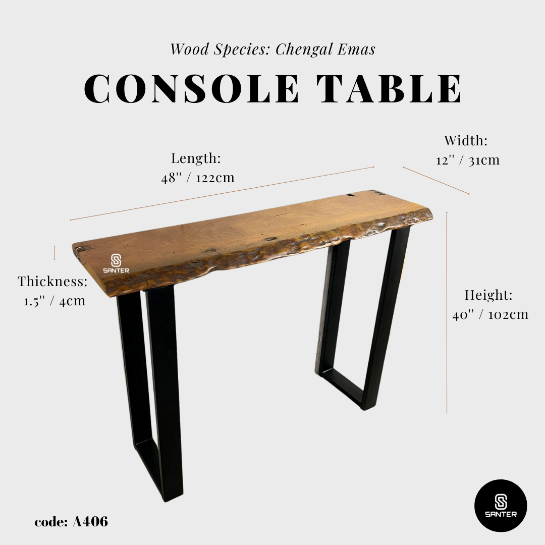 A406. Chengal Emas Solid Wood Rustic Bar Table / Console Table