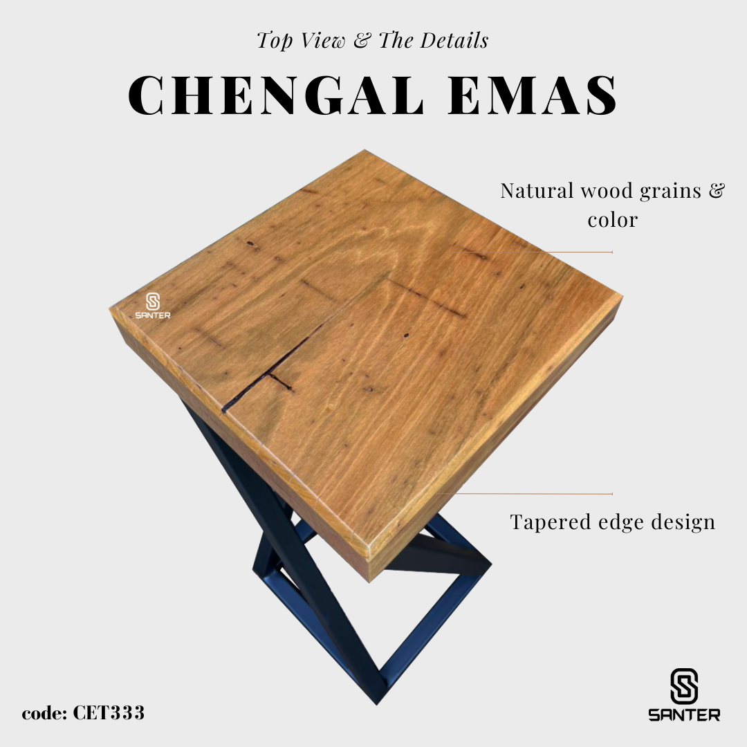 CET333. Chengal Emas Solid Wood Sofa Side Table