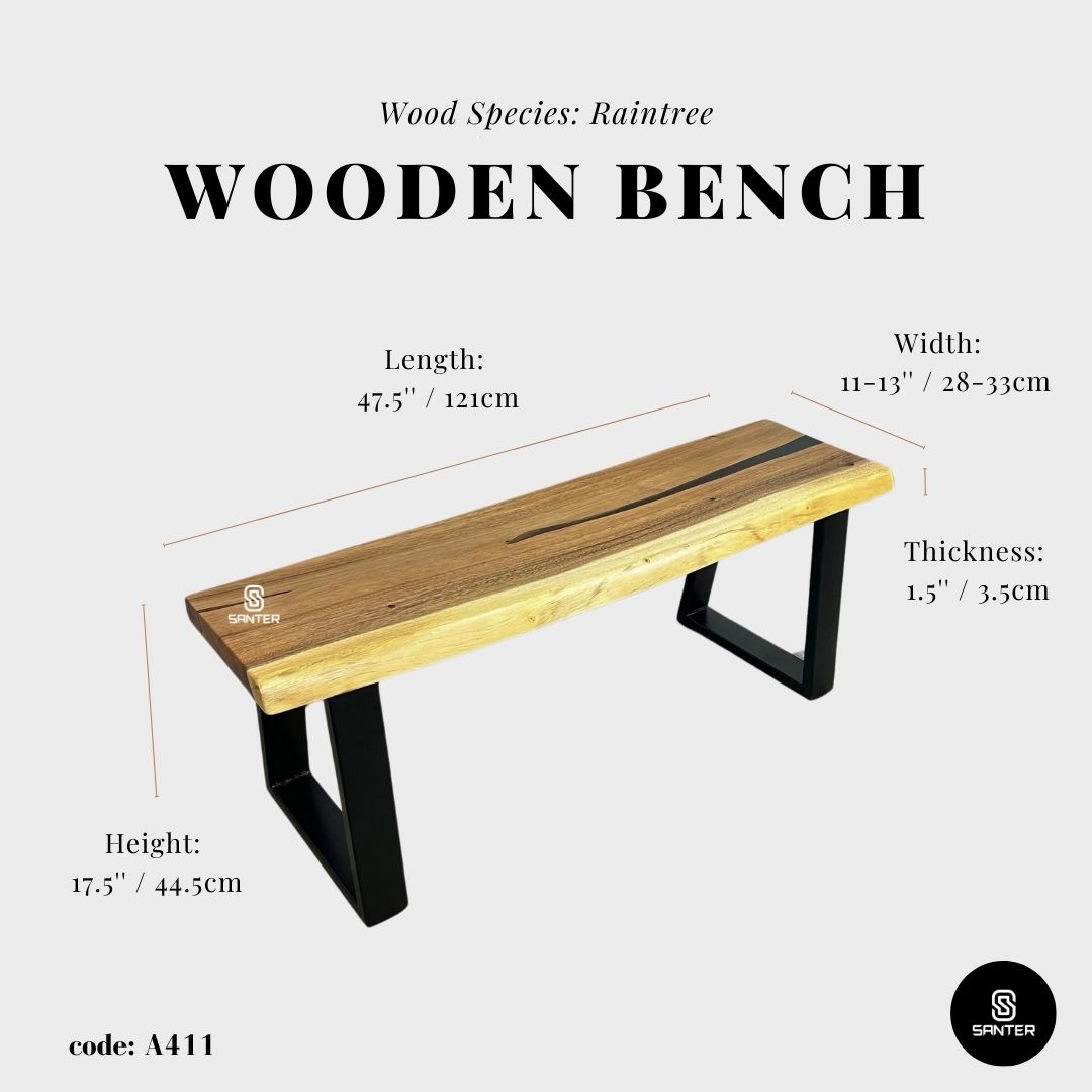 A411. Raintree Solid Wood Wooden Bench / Wooden TV Console / Artistic Bench / Shoe Bench