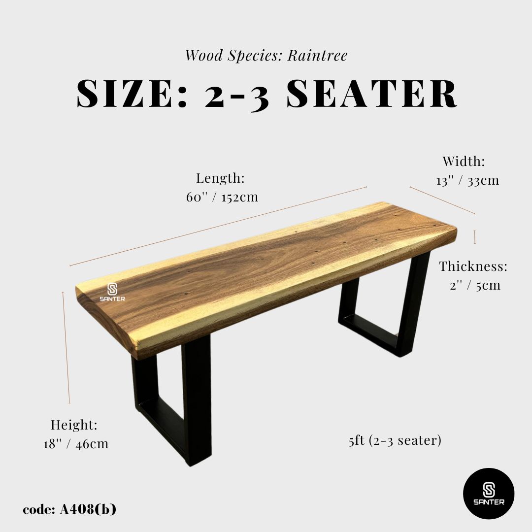 A408. Raintree Solid Wood Bench / Dining Bench / Wooden Bench / TV Console / Shoe Bench
