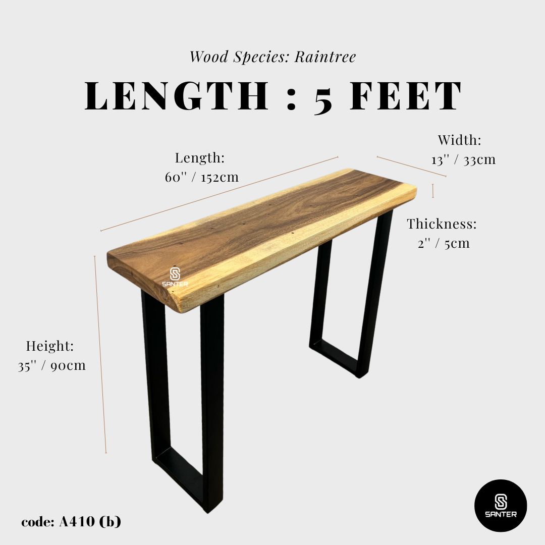 A410. Raintree Solid Wood Console Table / Counter Table / Entryway Table / Kitchen Island - 4ft/ 5ft/ 6ft length