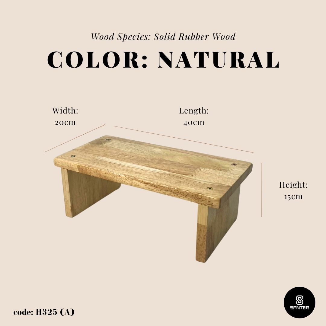 H325. Solid Rubber Wood Stool / Flower Pot Stool / Plant Stool / Small Bench