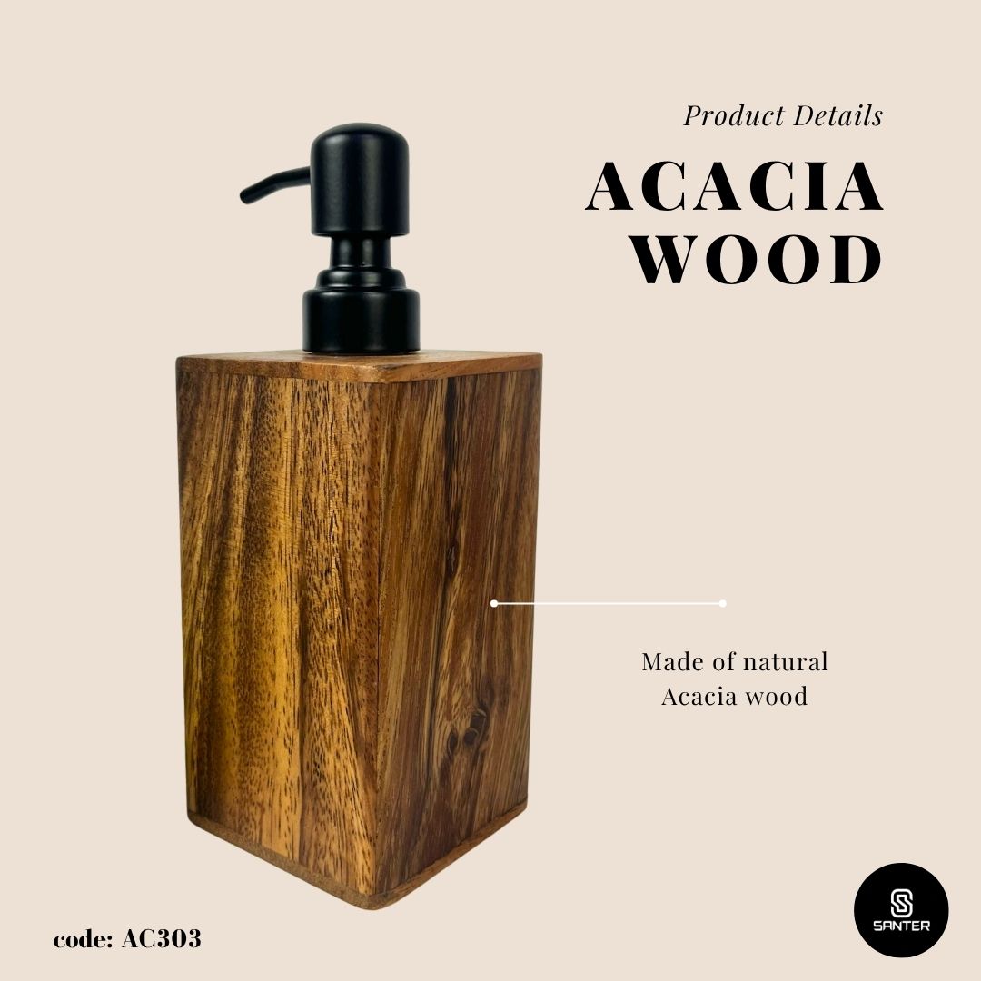 AC303. Acacia Wood Wooden Hand Soap Dispenser/ Liquid Soap Dispenser/ Lotion Dispenser