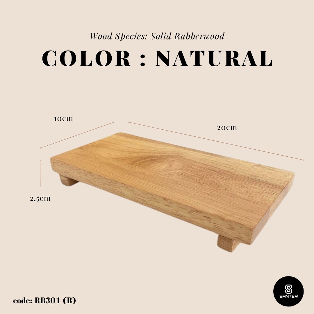 RB301. Solid Rubber Wood Sushi Tray / Wooden Tray / Display Tray / Tray with legs / Wooden Coaster