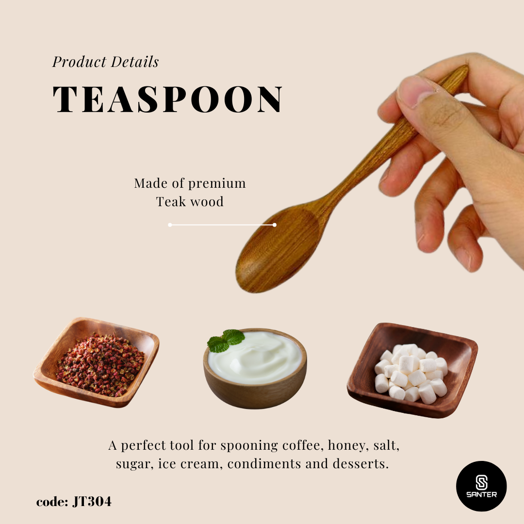 JT304. Teak Wood Teaspoon / Tiny Wooden Spoon / Coffee Spoon / Seasoning Spoon