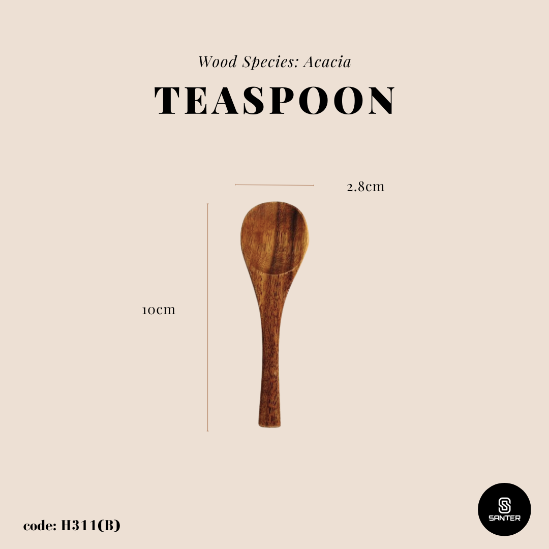 H311. Acacia Wood Serving Spoon / Wooden Spoon / Salad Spoon / Teaspoon / Mini Wooden Spoon