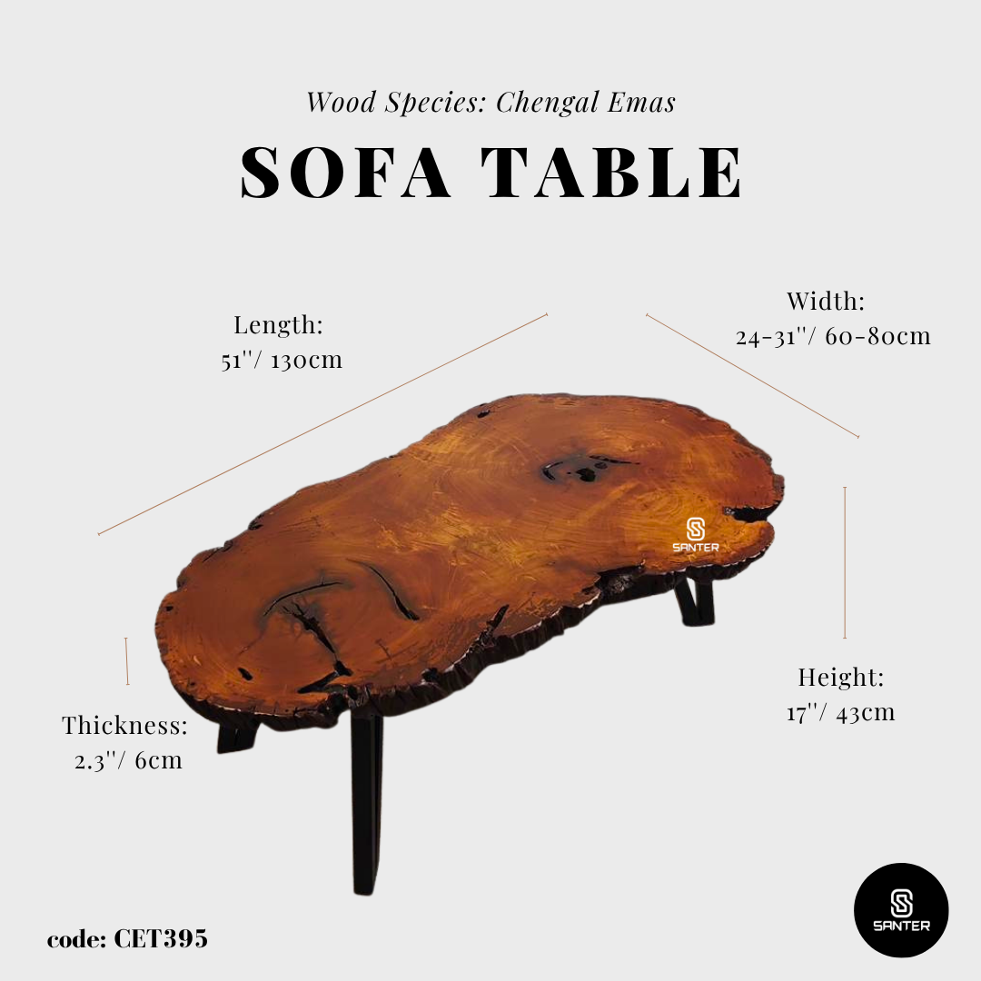 CET395. Chengal Emas Solid Wood Rustic Coffee Table / Sofa Table