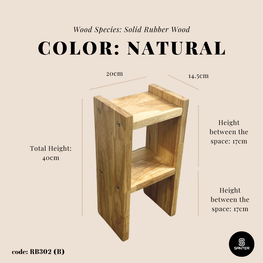 RB302. Solid Rubber Wood Kitchen Storage Rack / Multi-Tier Rack / Multipurpose Rack / Wooden Rack / Plant Pot Rack