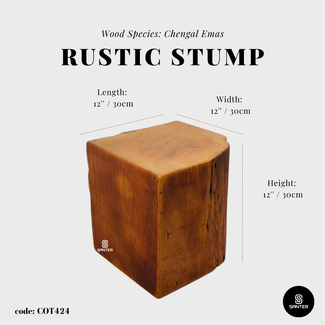 COT424. Chengal Emas Artistic Wood Pedestal/ Wooden Stump / Rustic Stump / Plant Stool